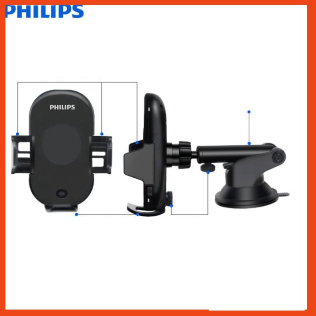 Gía đỡ điện thoại kiêm sạc không dây trên ô tô cao cấp Philips DLK9411N GD