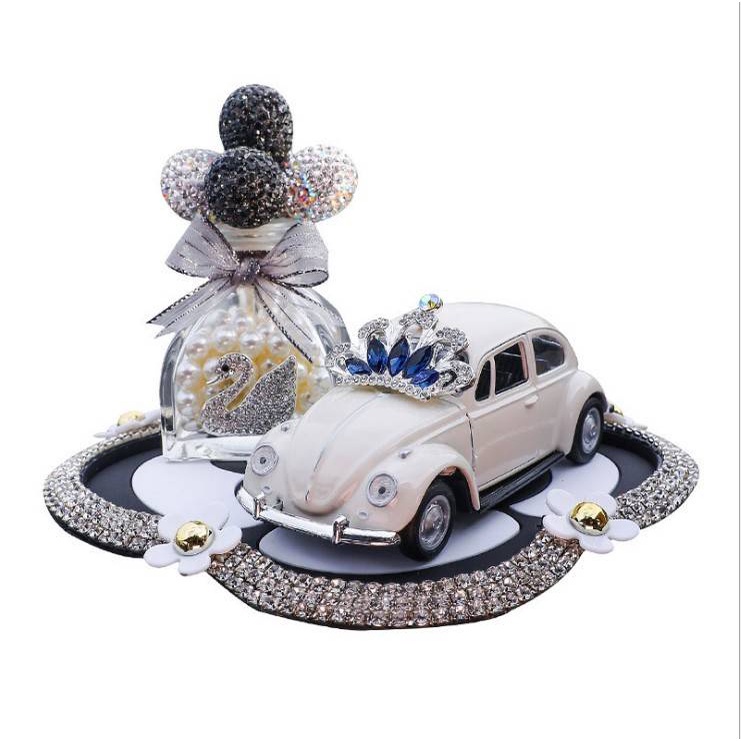 Set mô hình xe hơi beetle và lọ bong bóng đính đá sang trọng trang trí bảng điều khiển