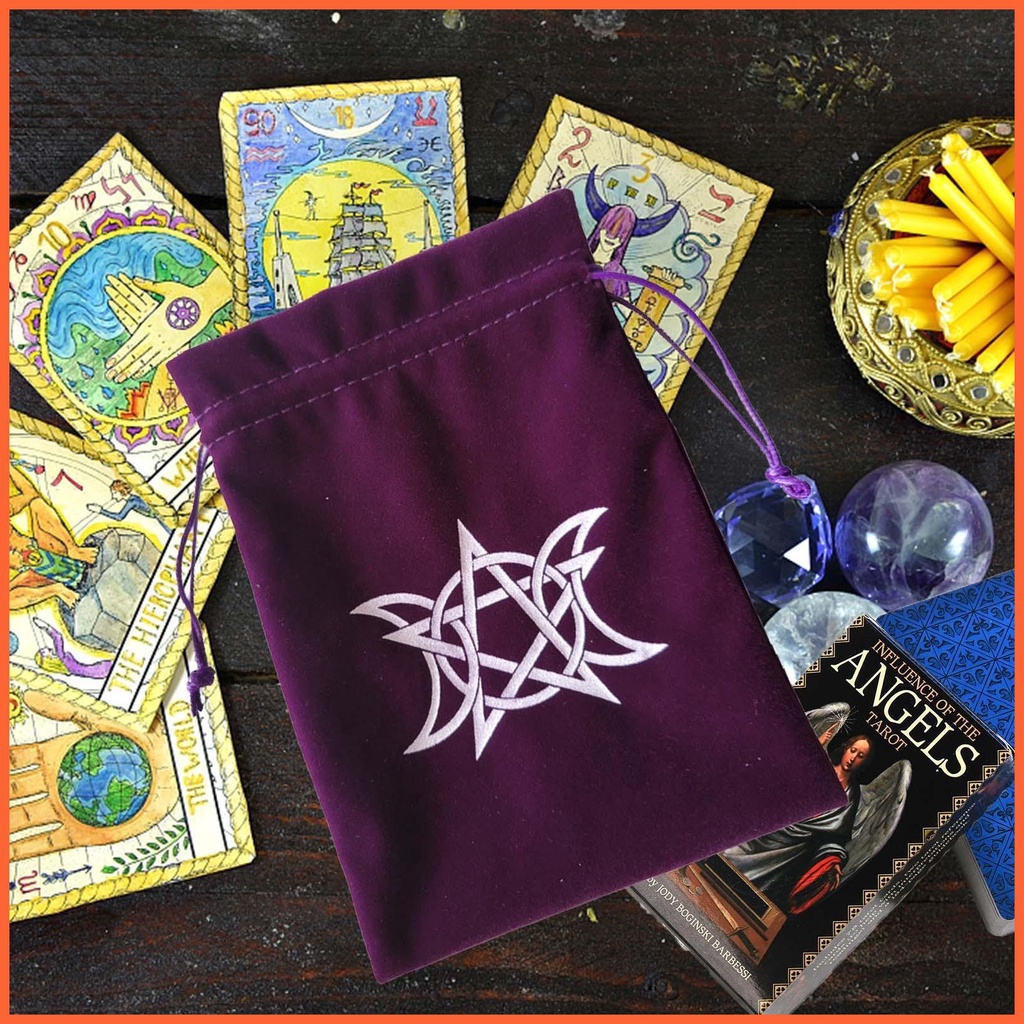 Túi Đựng Thẻ Bài Tarot Dây Rút Bằng Vải Flannel Thoải Mái Ngăn Ngừa Mất