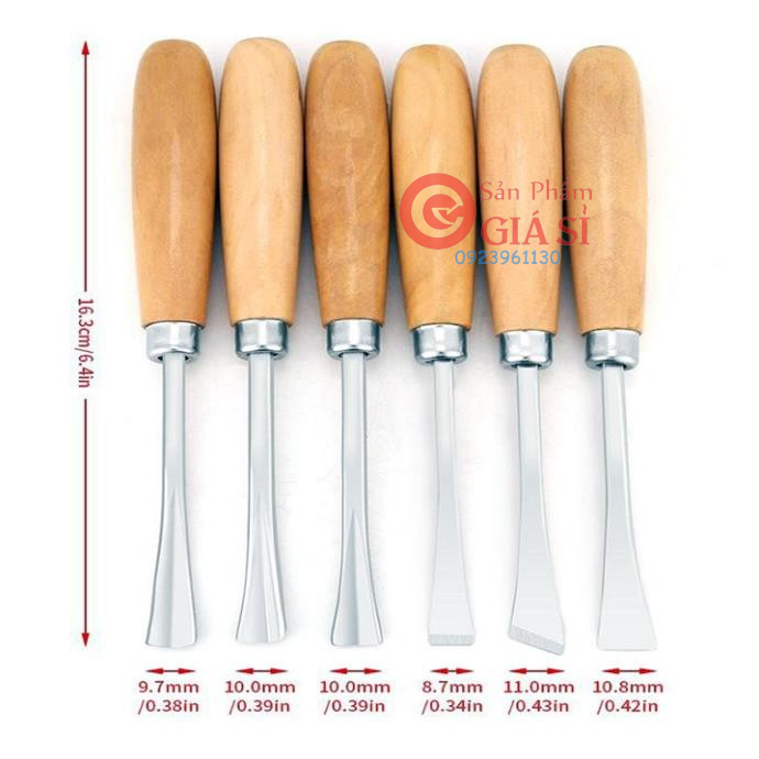 Bộ 6 mũi đục gỗ dao điêu khắc gỗ mini lưỡi thép hợp kim SK2 ❤️freeship❤️