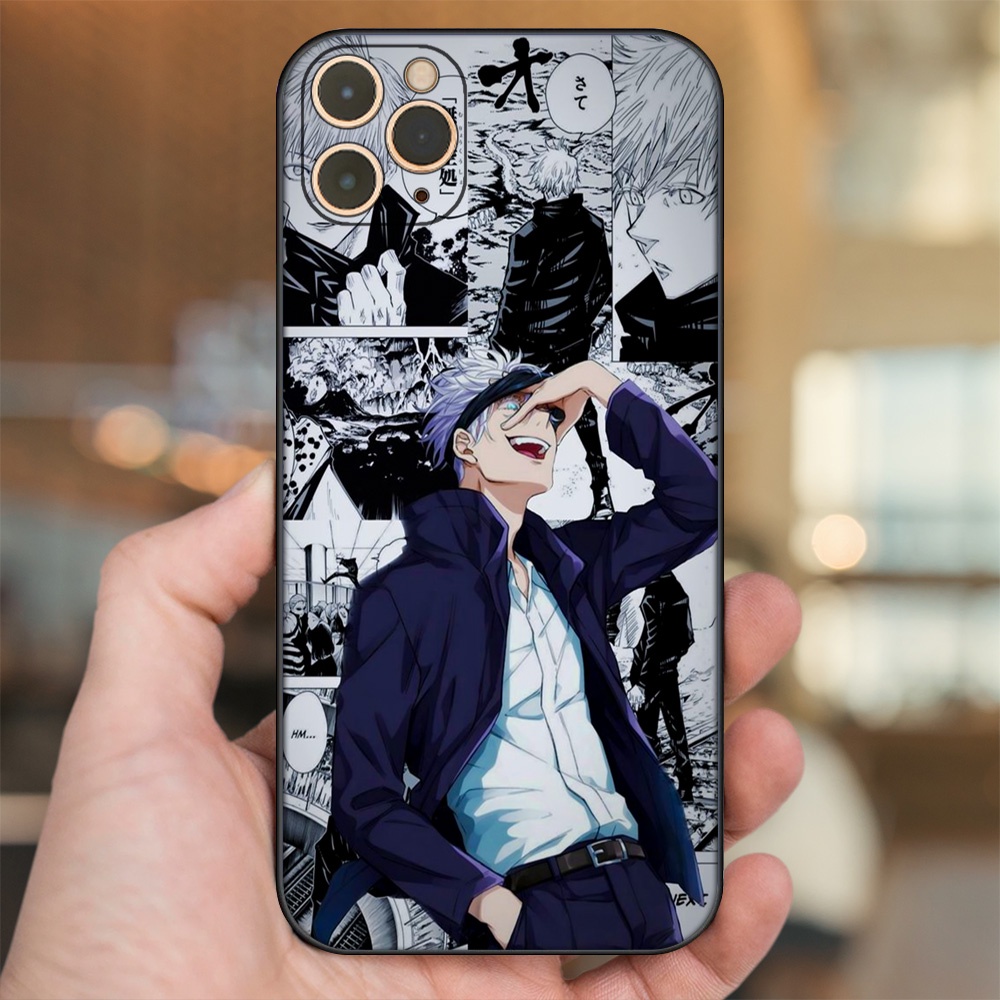 Ốp lưng iPhone 11 Pro Max dẻo đen cạnh vuông in hình Satoru Jujutsu Kaisen