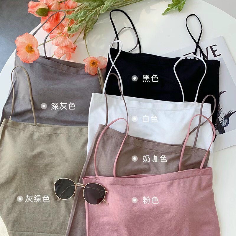 [ Cực Đỉnh ] Áo 2 dây cotton lụa dáng croptop có đệm mút, áo bra đúc su gam màu siêu tây