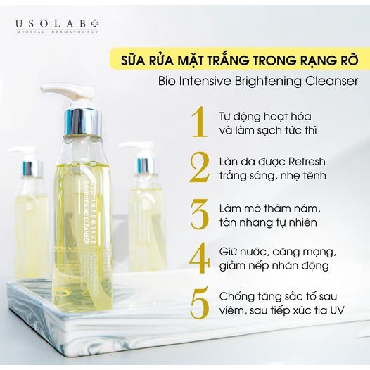 Sữa rửa mặt trắng da 150ml Usolab Bio Intensive Bightening Cleanser