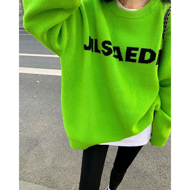 [SẴN] Áo len chữ màu xanh neon hàng cao cấp, Sweater chữ màu xanh neonp