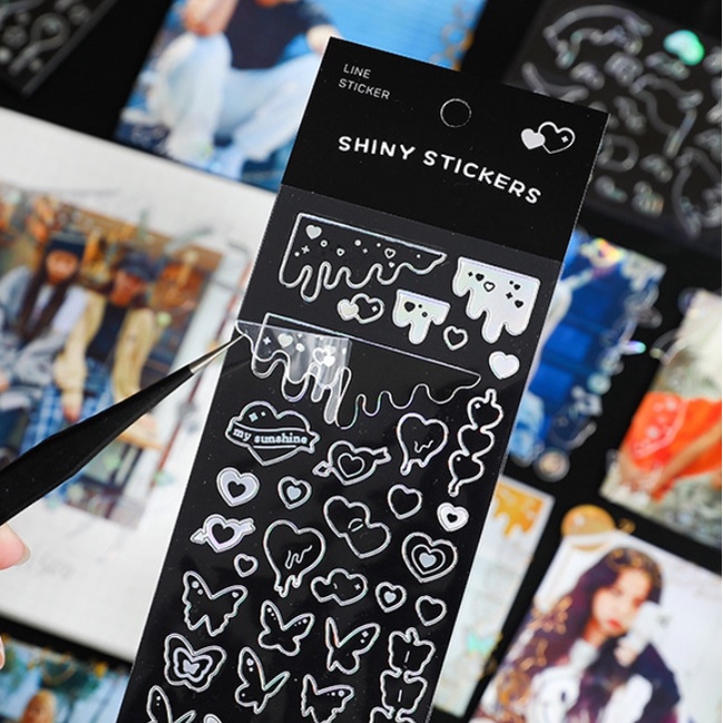 Sticker mạ vàng hình dán Shiny trang trí bullet journal và toploader | BST115