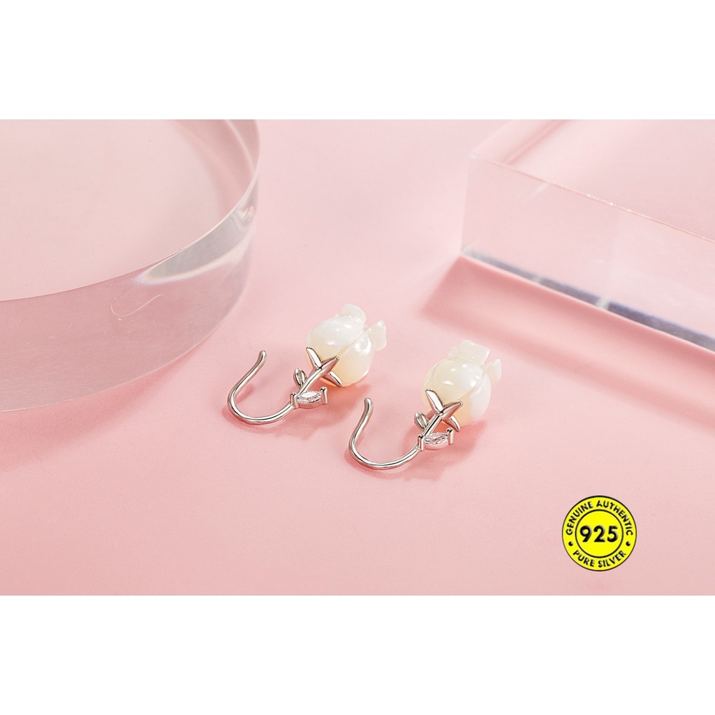 Bông Tai Mạ Bạc 925 Hình Hoa Hồng Chống Thấm Nước U945