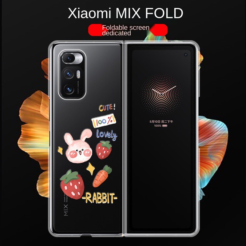 ▣✤✐Xiaomi mixfold mobile phone case transparent hard shell folding screen protective cover simple and cute cartoon 1 piece