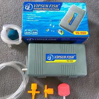 [Tặng 4 món] Máy Sủi Oxi Pin Cho Hồ Cá Cảnh VS-960, Chưa Có Pin, Tặng Thêm 1m dây oxi, 1 Van T, 1 Van Ngang, 1 viên sủi
