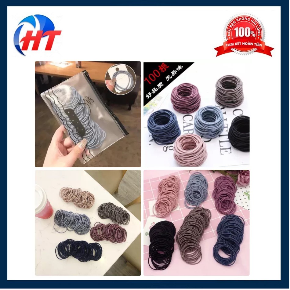 SET 100 DÂY BUỘC TÓC MIX NHIỀU MÀU / COMBO 100 DÂY THUN CỘT TÓC NHIỀU MÀU