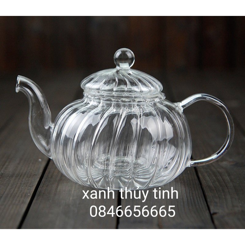 Ấm thuỷ tinh sọc bí có lõi lọc 600ml