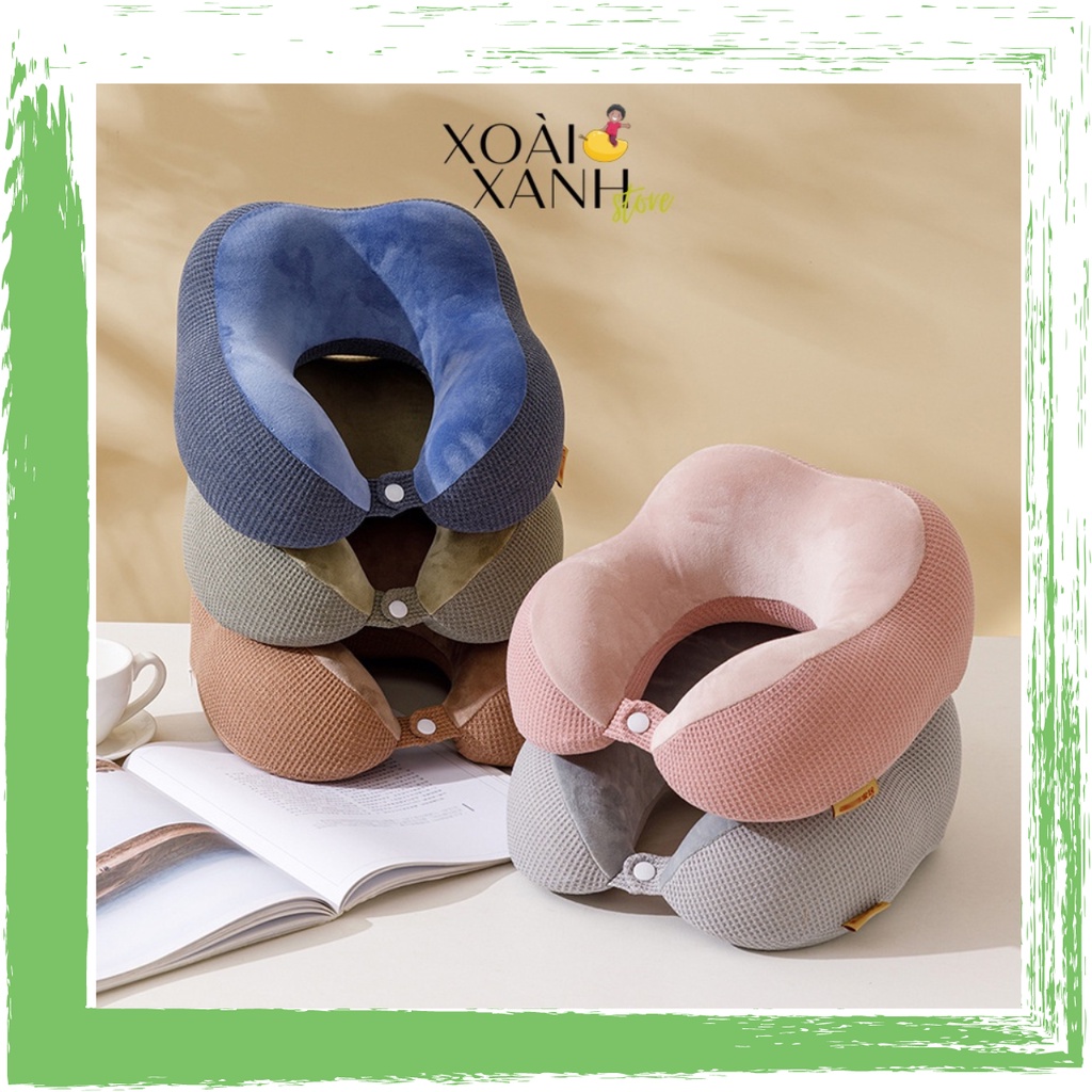 Gối Kê Cổ Chữ U Cao Su Non, Gối Ngủ Trưa Memory Foam Vải Dệt Sang Trọng Văn Phòng, Ô Tô, Du Lịch, Máy Bay GCU14