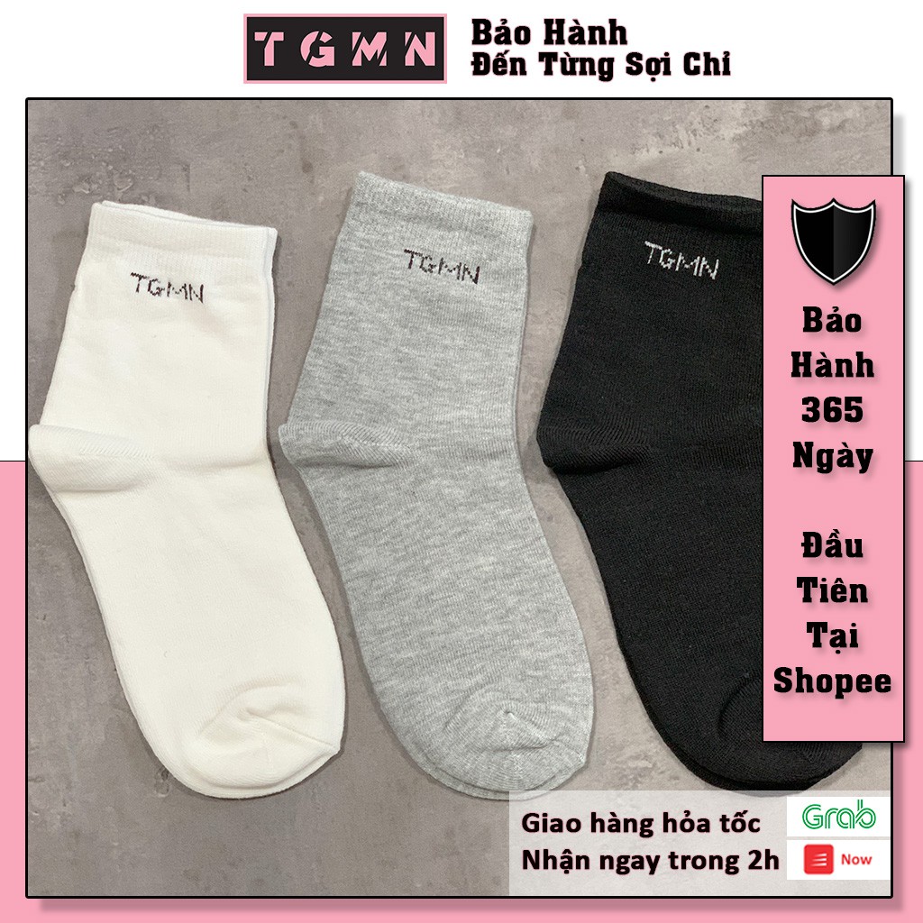 [96% cotton] Tất/Vớ Nam Nữ Cổ Lửng Cao Cấp 3 Màu Trắng/Đen/Xám - TGMN