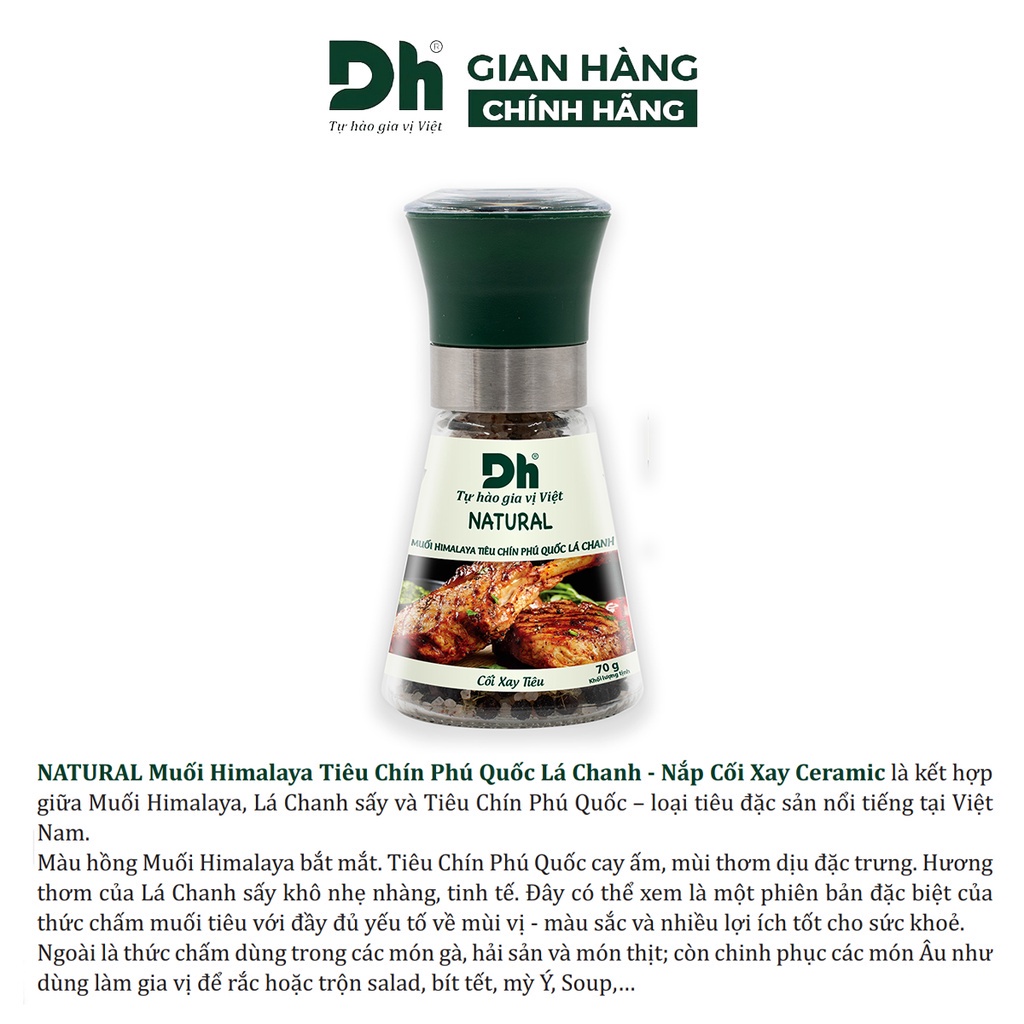 Muối Himalaya tiêu Phú Quốc lá chanh/ớt Hàn Quốc DH Foods dạng cối xay ceramic 70gr