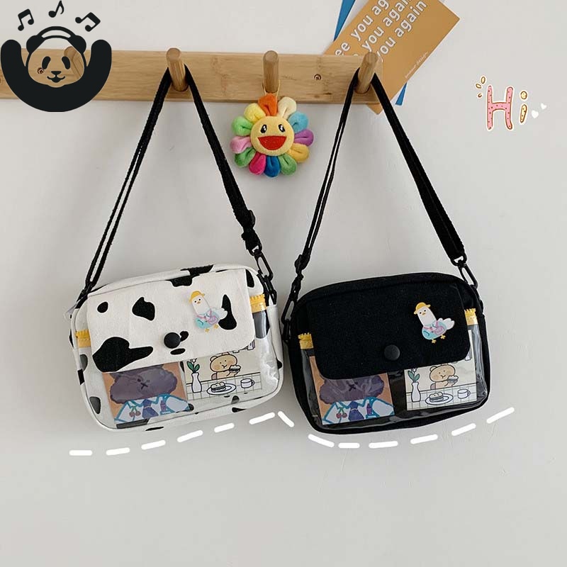 Túi Đeo Chéo Vải canvas Đựng Điện Thoại Hình Vuông Đáng Yêu