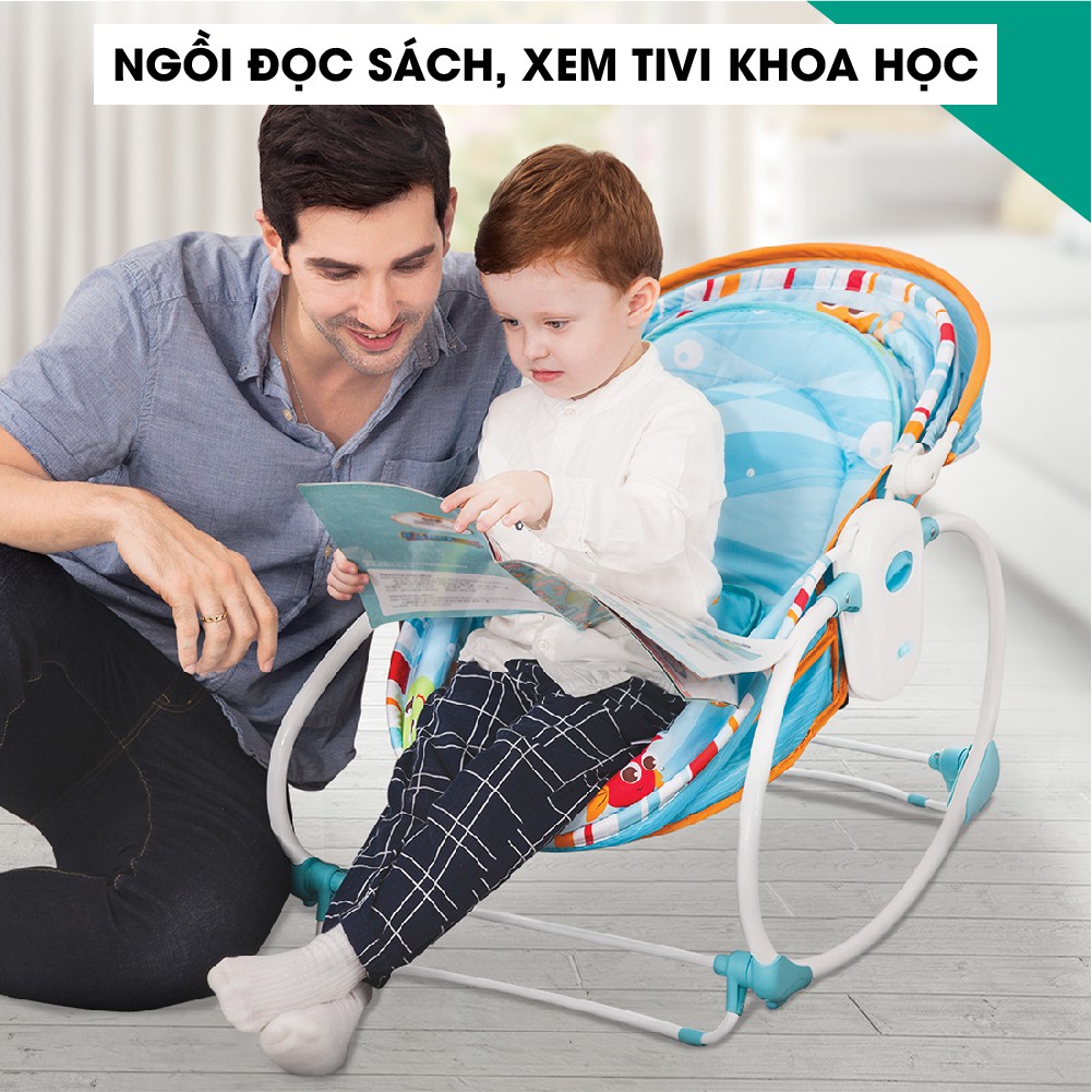 Nôi rung bập bênh kiêm xách tay và ngủ chung giường bố mẹ cho bé 5 trong 1 Mastela 6037 - nhạc trắng