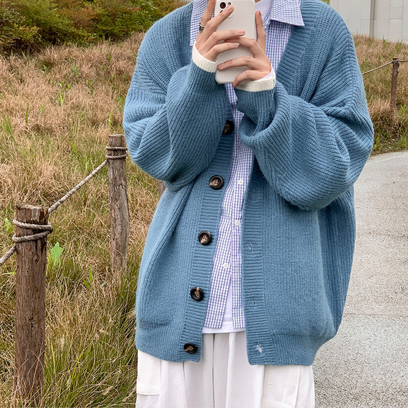 Áo khoác Cardigan dệt Kim form rộng thời trang mùa thu cho nam