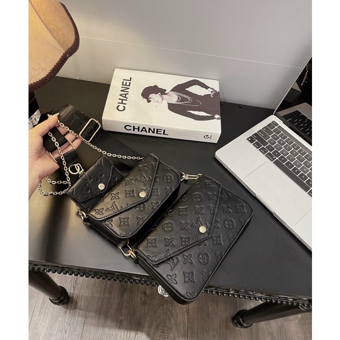 Túi xách nữ LV bì thư set 2 món