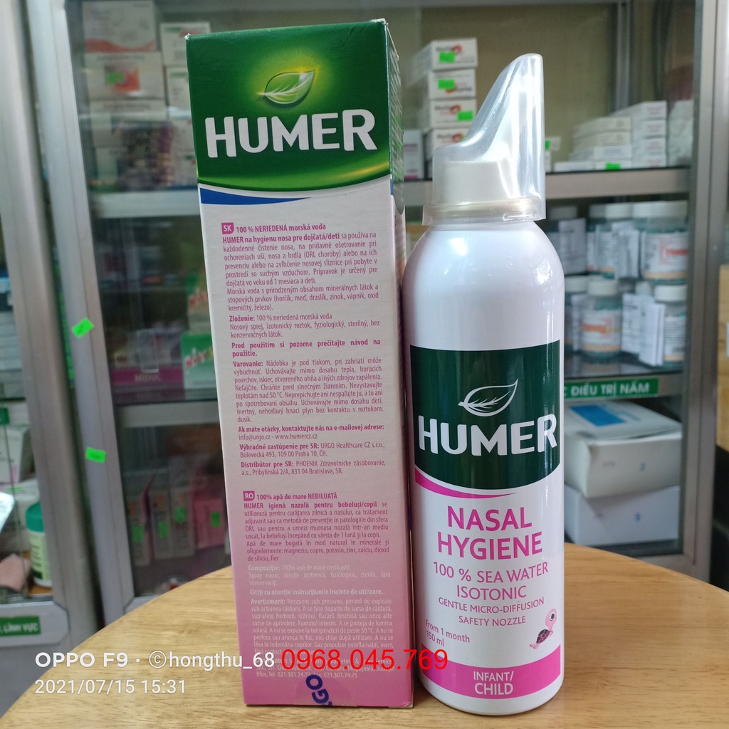 Nước biển xịt mũi Humer 150 Nasal Hygiene Infants Children/Nose Hygiene ADULTS 150ml