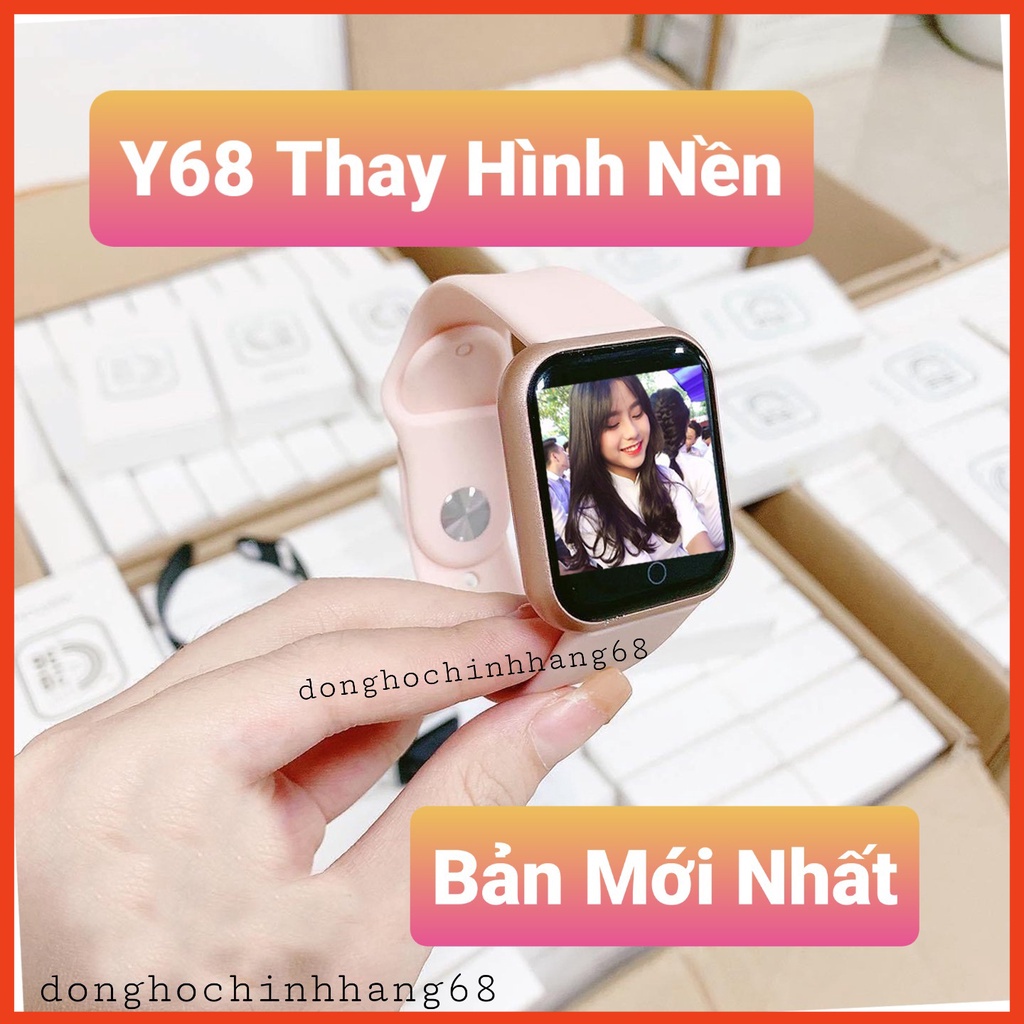 💥Thay được hình nền💥 Đồng Hồ Thông Minh Y68 Bản Cao Cấp Kết Nối Bluetooth