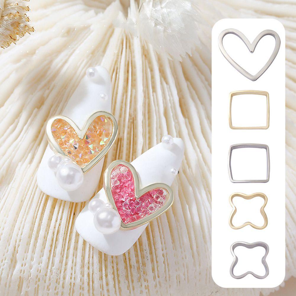 OCEANMAP Đinh Tán Kim Loại Hình Trái Tim / Vuông Dùng Trang Trí Móng Tay