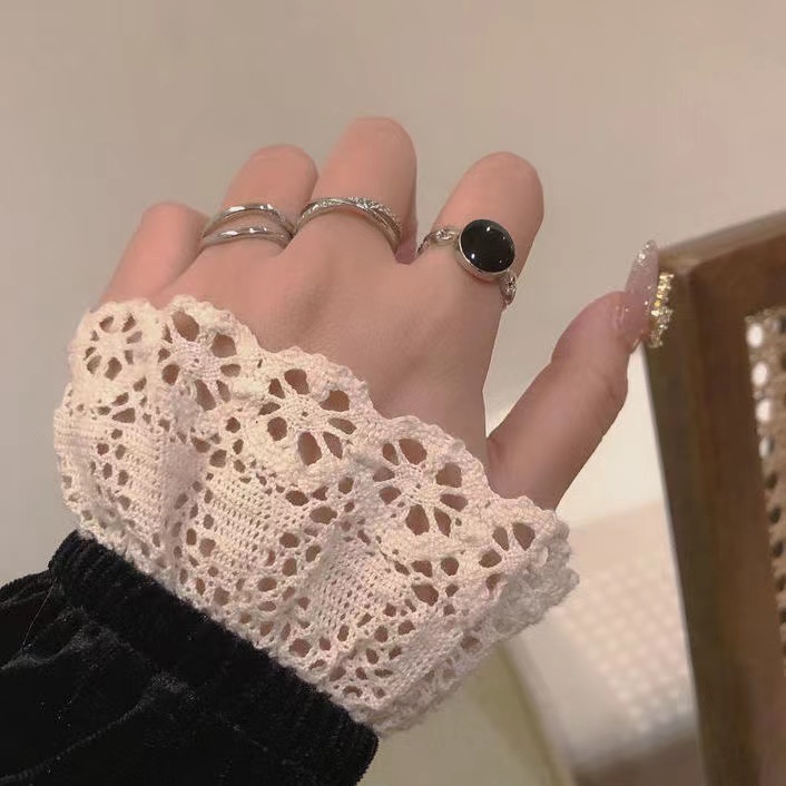 iF YOU Set 3 Nhẫn Bạc Phong Cách Hàn Quốc Màu Đen Cho Nữ