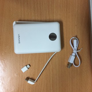 PIN SẠC DỰ PHÒNG NHANH USAMS TÍCH HỢP 2 CÁP SẠC CỔNG TYPE C VÀ MICRO USB KÈM ĐẦU CHUYỂN LIGHTNING