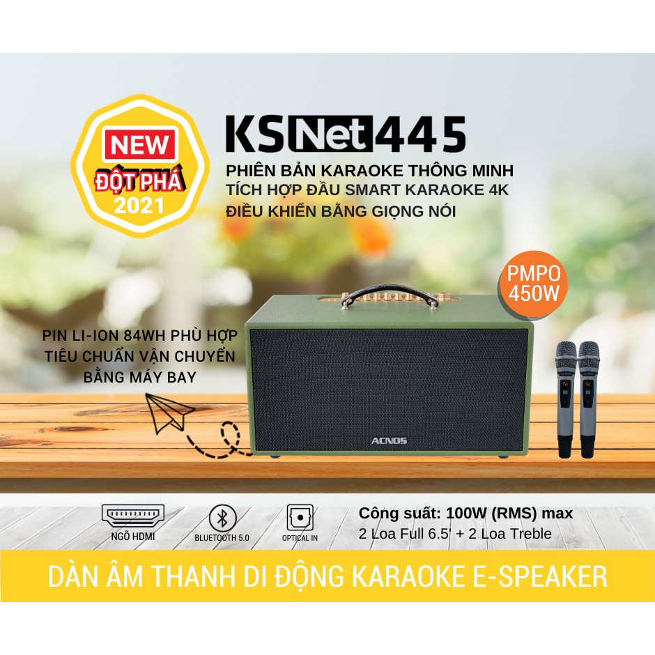 Dàn Âm Thanh Karaoke Di Động ACNOS KSNet445 tặng kèm 2 míc hát Karaoke