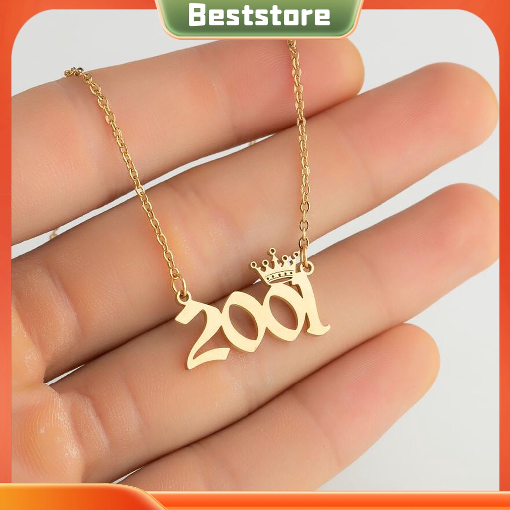 Vòng cổ mặt hình năm sinh vương miện mới bằng thép không gỉ cho nữ