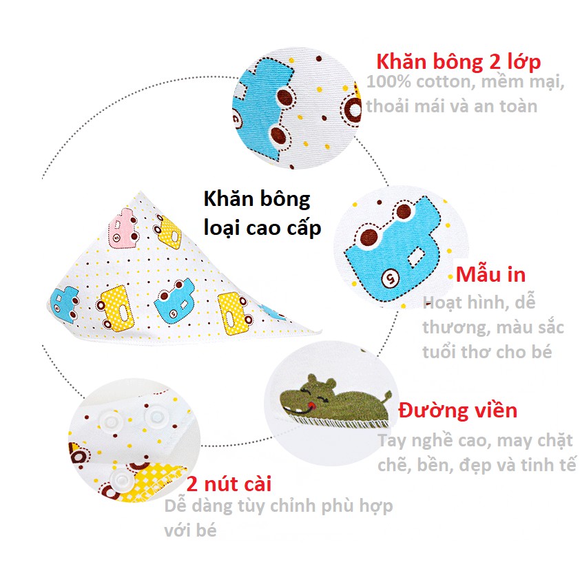 1 yếm quàng cổ cho bé cài nút vải cotton