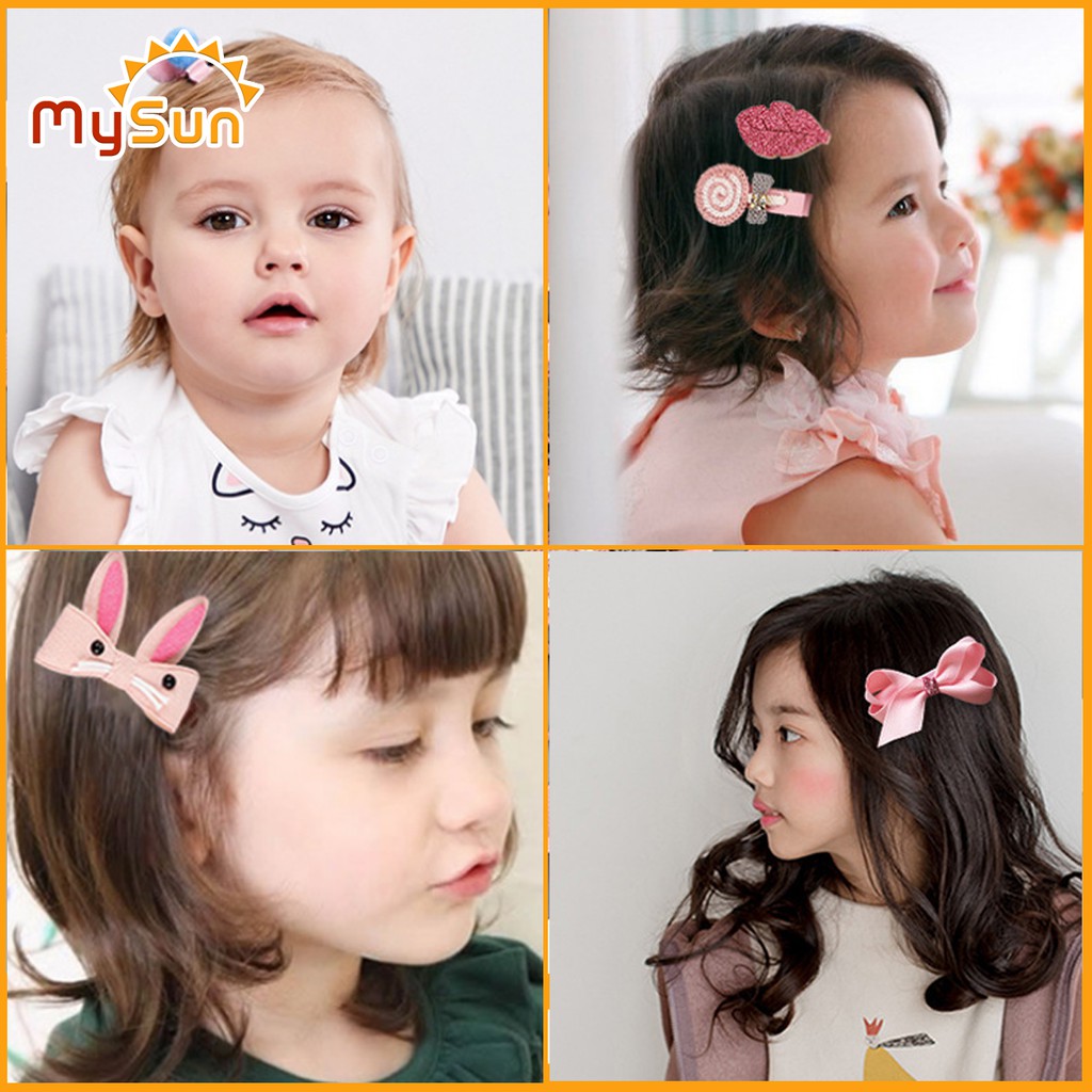 Kẹp tóc cho bé gái 15 CHI TIẾT Hộp nơ dây buộc cài tóc trẻ em, phụ kiện cặp tóc cho bé gái xinh xắn Hàn Quốc - MYSUN