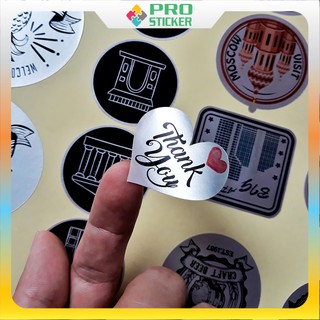 Set 160 Tem Nhãn Decal Tráng Nhũ Bạc Cảm Ơn, Thanks You Hình Trái Tim Dán Bao Thư, Đồ Handmade, Quà Tặng, Trang Trí