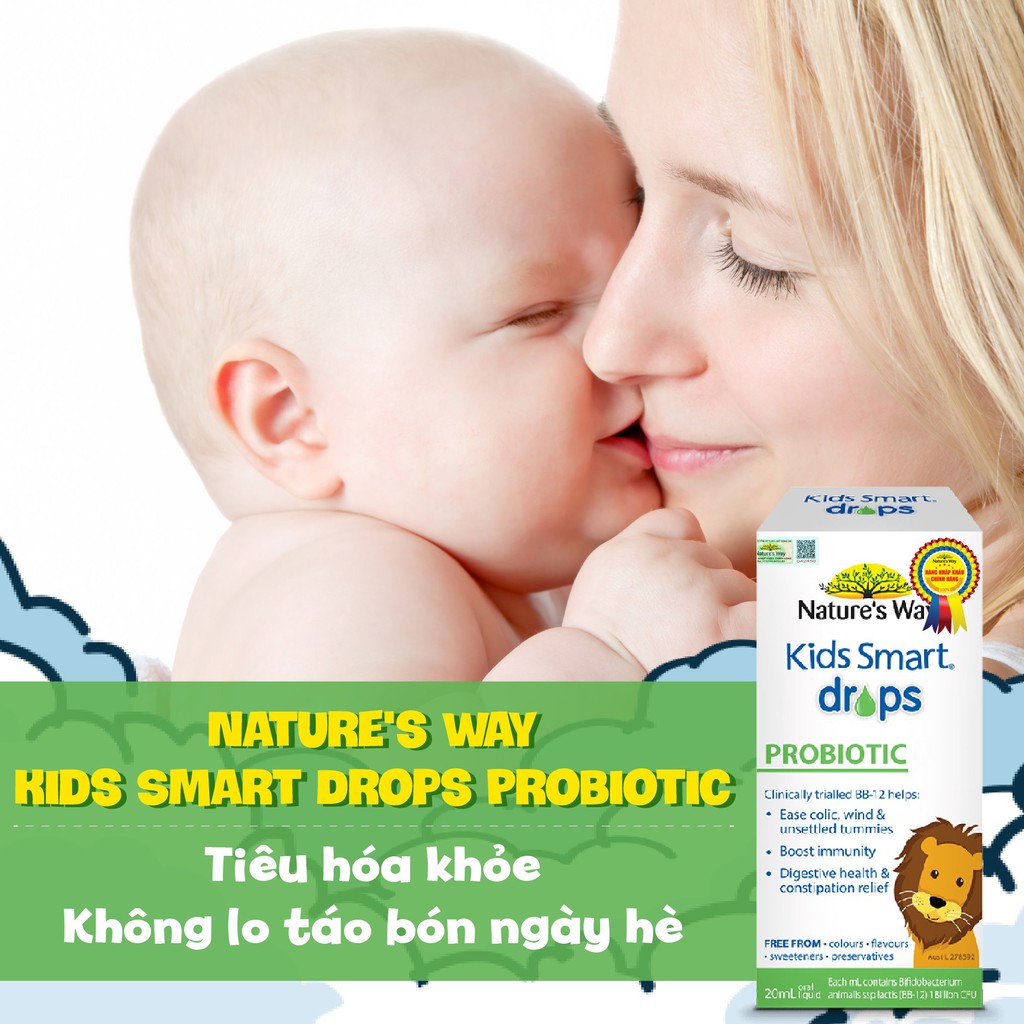 ✔️️️(Tặng quà xinh) Nature's Way Kids Smart Drops Probiotic - Bổ Sung Men Vi Sinh Cho Bé - Lọ 20ml