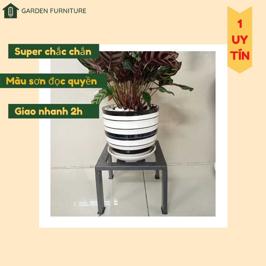 Kệ sắt nhỏ kê chậu hoa, đôn để cây cảnh gọn nhẹ 20x20x15cm, đôn sắt để chậu cây chắc chắn, sơn tỉnh điện bền bỉ