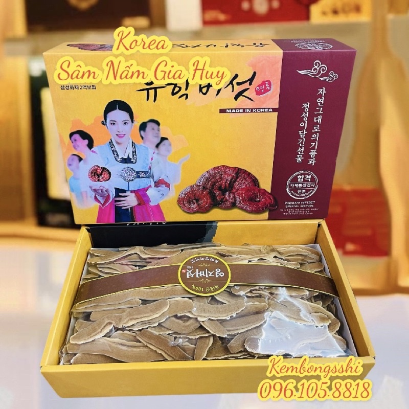 [SET QUÀ BIẾU] Nấm Linh Chi Thái Lát Hộp Cô Gái 1kg Hàn Quốc [Hộp Quà Tặng Nấm Linh Chi]