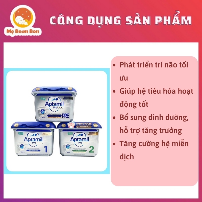 Sữa Aptamil Profutura của Đức Mẫu Mới đủ loại Aptamil Pre Aptamil số 1 Và Aptamil số 2 800G cho bé từ sơ sinh