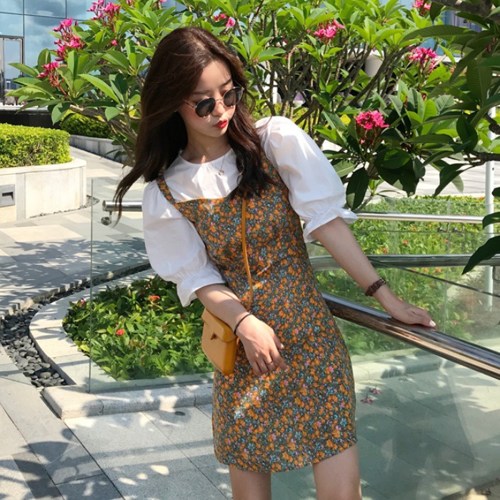 Váy nữ đầm nữ hoa nhí kèm áo rời dạng yếm V05 | BigBuy360 - bigbuy360.vn
