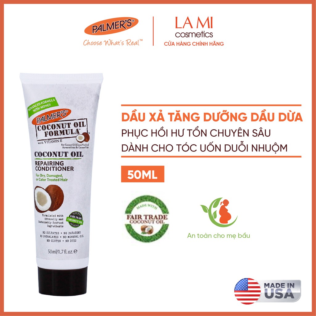 (Mini Size) Dầu xả dưỡng tóc phục hồi hư tổn dầu dừa Palmer's 50ml