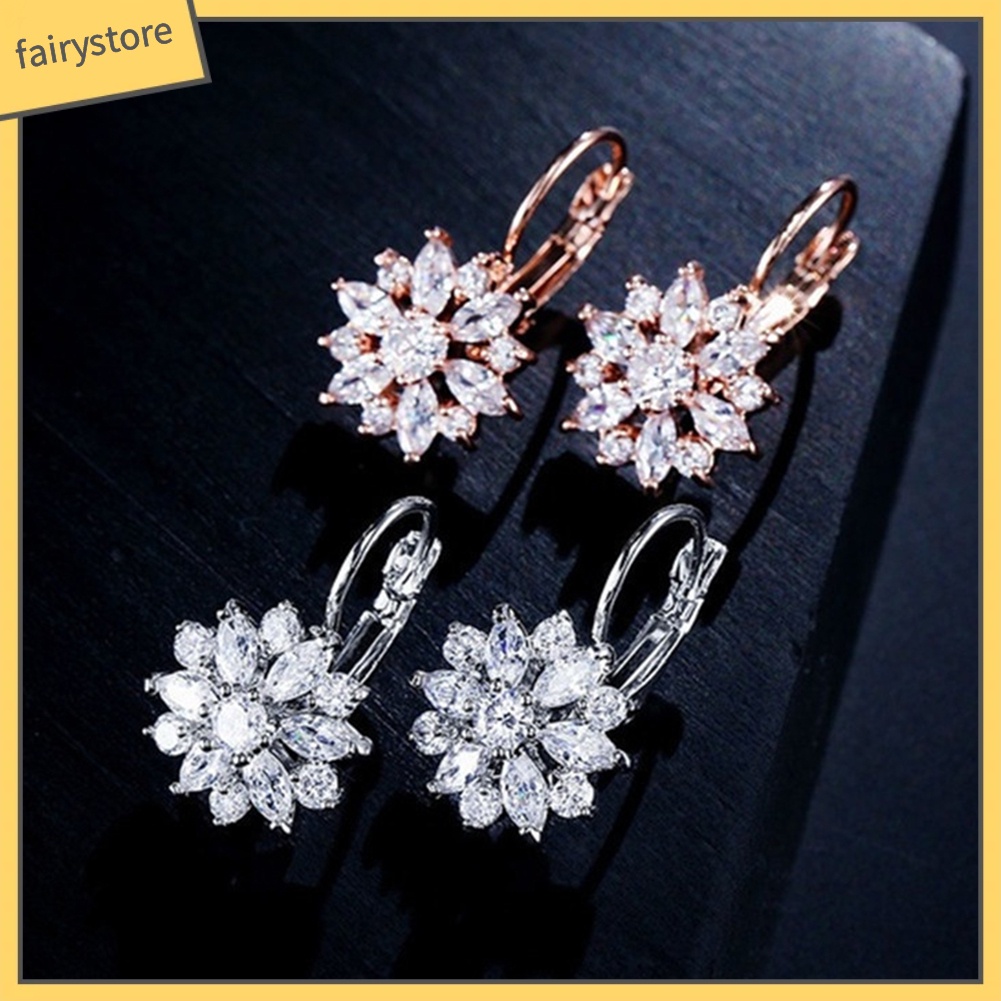 Bông Tai Nữ Đính Đá Zircon Hình Hoa Hướng Dương