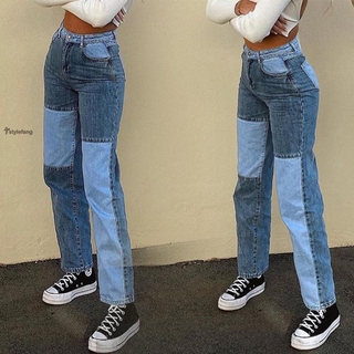 Quần Jeans Dài Phối Màu Thời Trang Cho Nữ