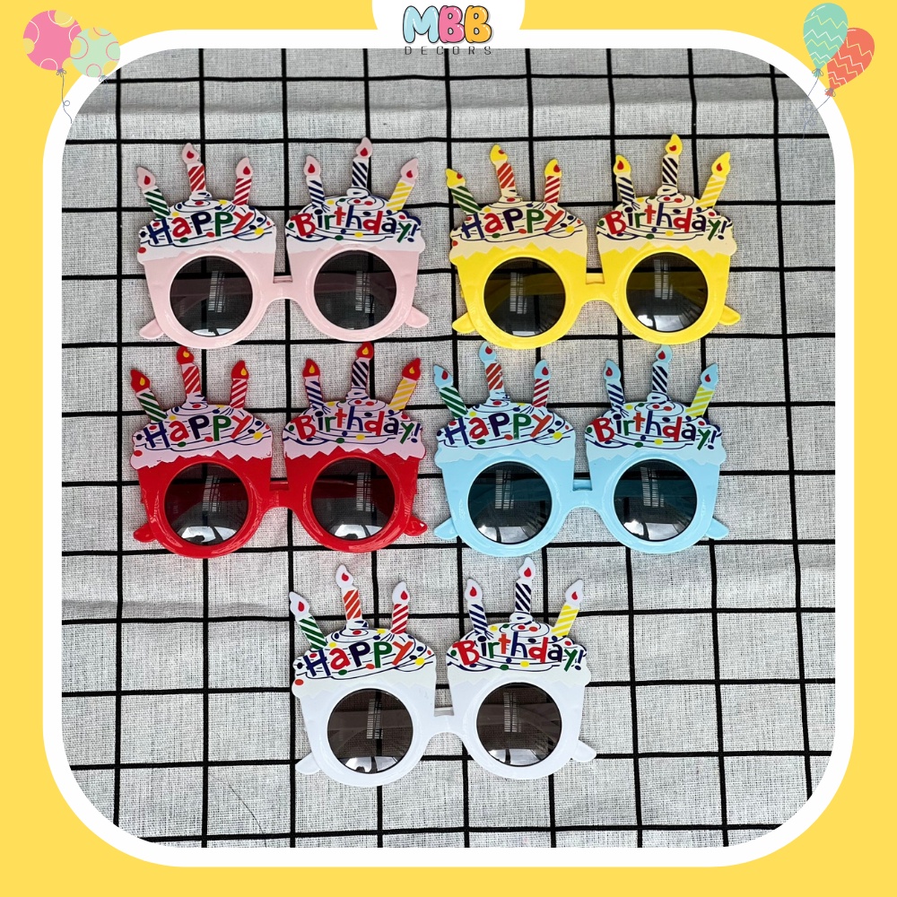 Mắt Kính Happy Birthday, Kính Sinh Nhật Hình Bánh Kem Có Nến Nhiều Màu - Phụ Kiện Trang Trí Sinh Nhật Tiệc Tùng