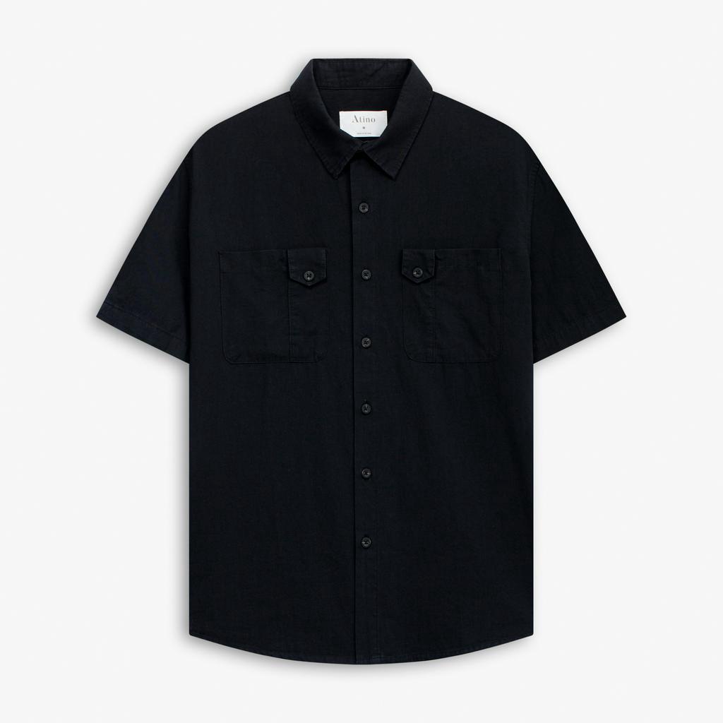 Áo sơ mi cộc tay Cuban Shirt Nam Trơn ATINO vải 100% Cotton form regular SM3.4987