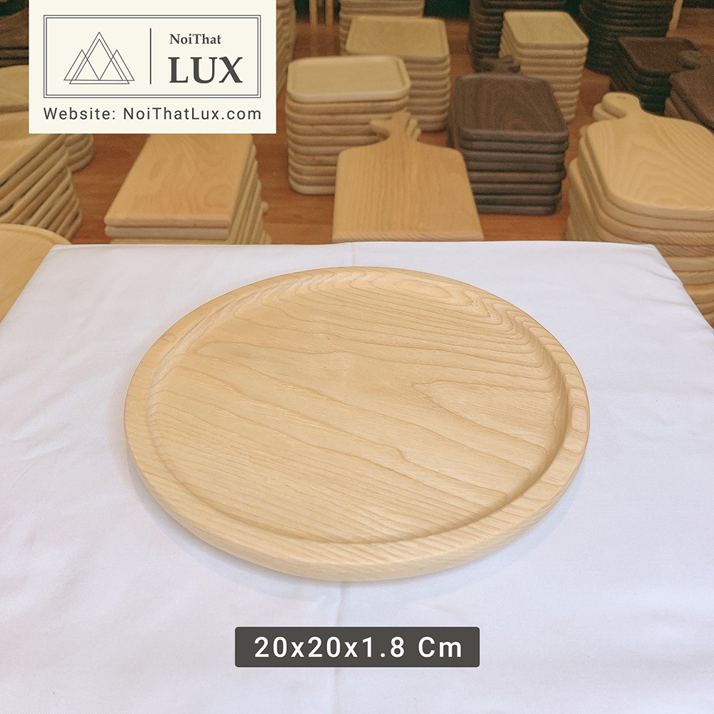 Khay gỗ decor tự nhiên, lót ly hình tròn, nhiều kích thước, đĩa gỗ tiện nguyên khối, hàng Việt Nam