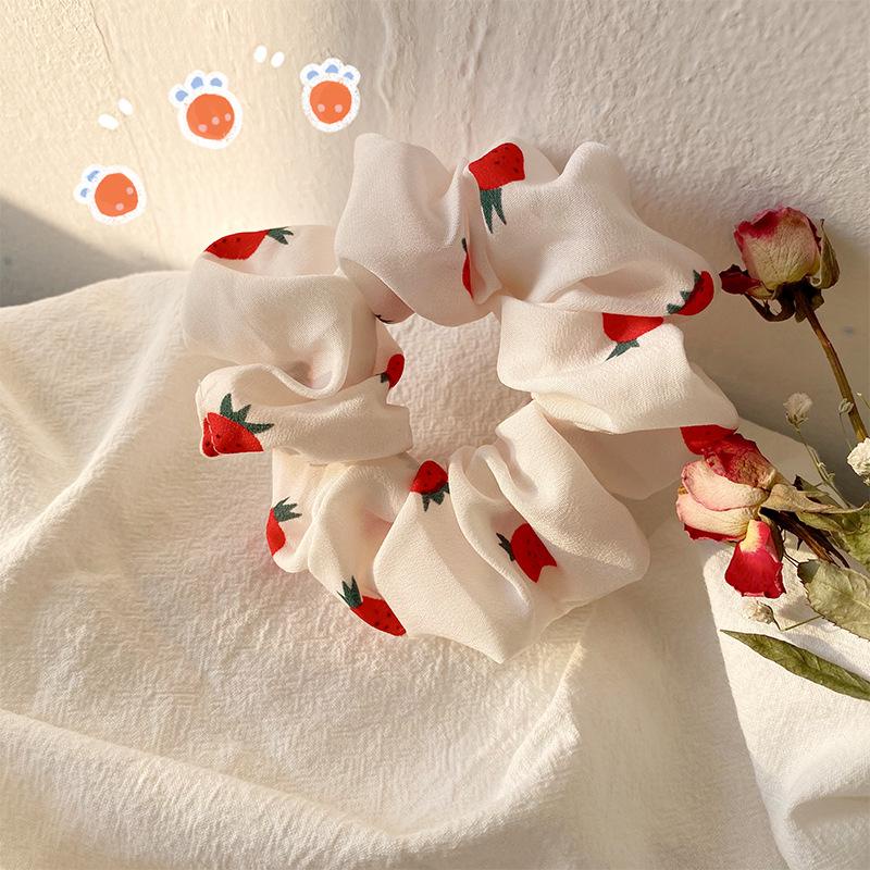 Dây cột tóc vải scrunchies ngôi sao nhỏ - đồ buộc tóc crunchies hình trái dâu ngọt ngào cho nữ và bé gái phong cách Hàn