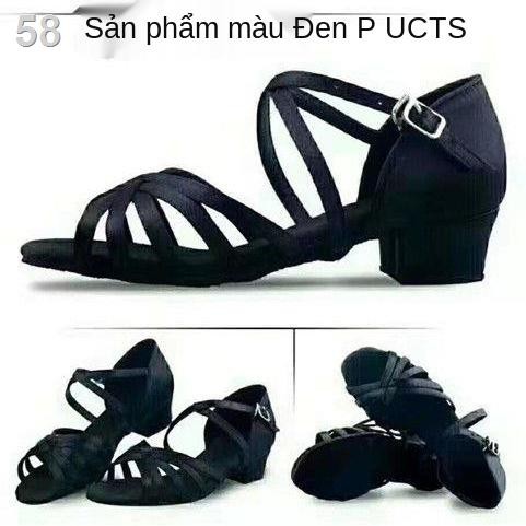 Giày khiêu vũ Latin chuyên nghiệp dành cho trẻ em gái đế mềm giữa Satin nhập khẩu nữ người lớn mùa hèQ