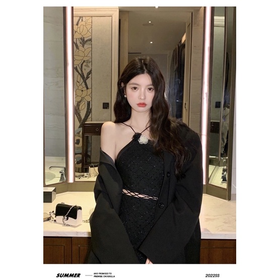 Đầm Yếm Body Khoét Eo Vải Tweed Siêu Hotttt