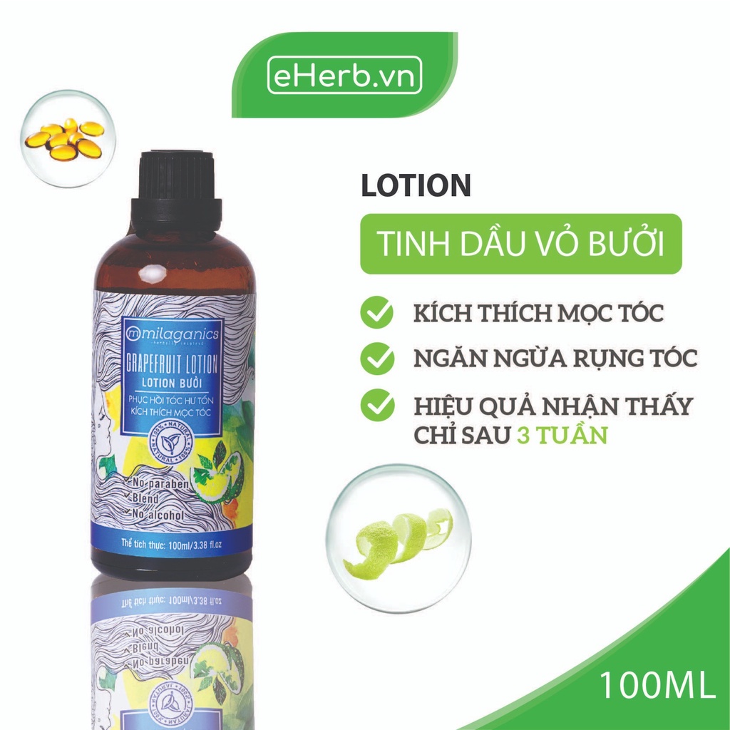 Combo 2 Nước Dưỡng Tóc Lotion Tinh Dầu Bưởi MILAGANICS Giúp Giảm Gãy Rụng & Làm Mềm Tóc 100ml/ Chai