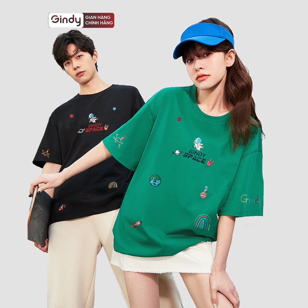 Áo thun nam nữ form rộng phông tay lỡ unisex thêu hoạ tiết Tiểu Tinh Cầu phông cotton đủ màu local brand GINDY A070