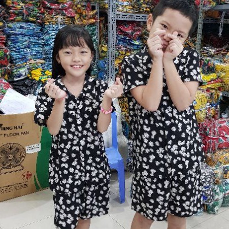 24. Mẫu bông cúc họa mi, Áo sơ mi, Đồ bộ gia đình. vải lụa siêu mát. đủ size 8-100kg (Ảnh Thật)