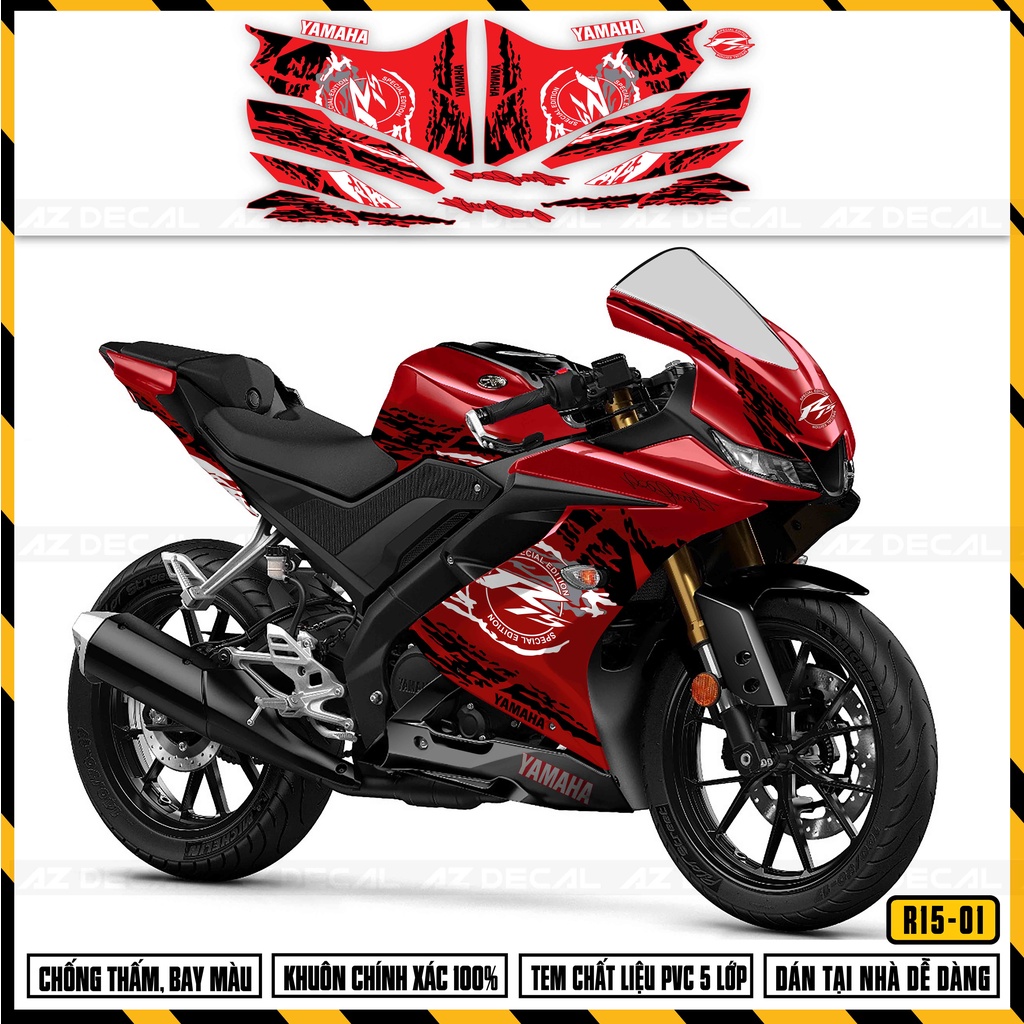 Tem Xe R15V3 Mẫu Special Edition | R15V301 | Decal Rời Dán Xe R15 Màu Đen, Đỏ, Vàng, Xanh GP, Xám