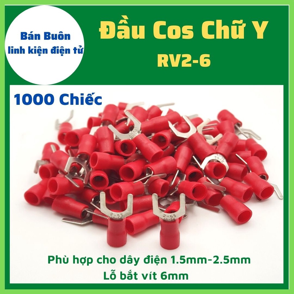 1.000 Đầu cos chữ y, cos nối dây điện, cosy, cos y2-6, SV2-6 (100% Cos Đồng)